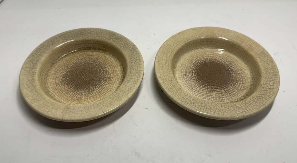 Vintage Ceramic Crackle Glaze Small Plate Dish Set of 2